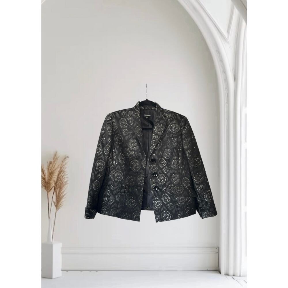 6P Le Suit Separates Blazer Floral 3 Buttons Long Sleeve